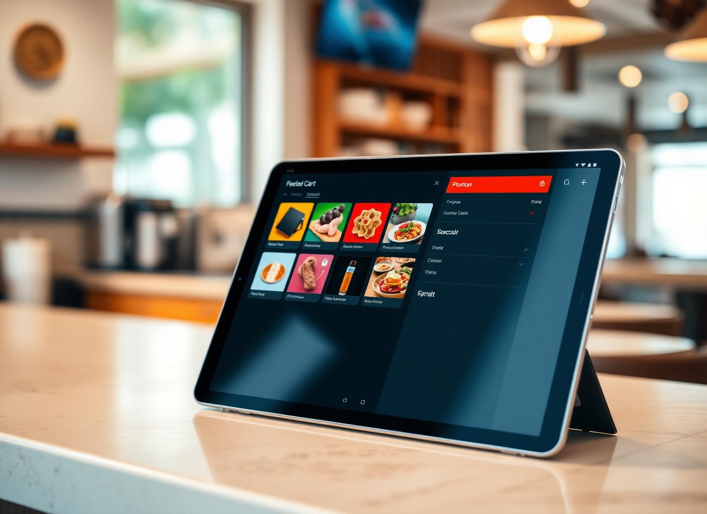 SandwichPOS tablet POS on a restaurant counter